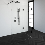 Saniclass Create inloopdouche reversed 130x100cm profielloos met antikalk en 8mm veiligheidsglas mat 4JC4-100x130a - Zwart