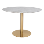 House Nordic Moderne eettafel met marmeren tafelblad en koperen poot "Bolzano" - L110xB110xH75 CM