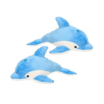 Semo 2x Stuks Pluchee Dolfijn Knuffel 33 Cm - Speelgoed Knuffels Uit De Zee - Blauw