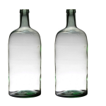 Bellatio Decorations 2x Stuks Transparante Luxe Stijlvolle Flessen Vaas/vazen Van Glas 50 X 19 Cm - Bloemen/takken Vaas Voor Binnen Gebruik