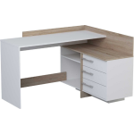 Demeyere Hoekbureau Met 3 Lades - Eiken En Decor - L 128,5 X D 105,7 X H 83,2 Cm - Thales - Wit