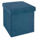 Cstore Tess Opvouwbare Fluwelen Poef - Donkerblauw - L 38 X D 37,5 X H 38 Cm