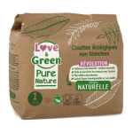 Liefde En Pure Nature Ongebleekte Hypoallergene Luiers - Gecertificeerd Ecolabel T1 X 32 (2 Tot 5 Kilo) - Groen