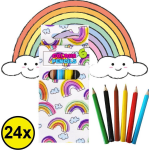 Decopatent ® Uitdeelcadeaus 24 Stuks 6-delige Regenboog Kleurpotloodjes