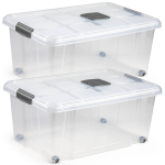 Forte Plastics 3x Stuks Opslagbakken/organizers Met Deksel 36 Liter 59 X 40 X 25 Cm Transparant - Opbergbakken