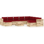 Vidaxl 11-delige Loungeset Met Kussens Geïmpregneerd Hout - Rood