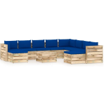 Vidaxl 11-delige Loungeset Met Kussens Geïmpregneerd Hout - Blauw