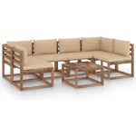 Vidaxl 7-delige Loungeset Pallet Met Kussens Geïmpregneerd Grenenhout - Beige