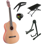 Lapaz C30N klassieke gitaar 4/4-formaat naturel + statief + accessoires