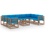 Vidaxl 10-delige Loungeset Met Lichte Kussens - Blauw