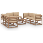 Vidaxl 9-delige Loungeset Met Kussens - Beige