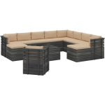 Vidaxl 12-delige Loungeset Pallet Met Kussens Massief Grenenhout - Beige