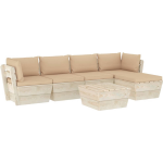 Vidaxl 6-delige Loungeset Met Kussens Pallet Vurenhout - Beige