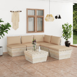 Vidaxl 6-delige Loungeset Met Kussens Pallet Vurenhout - Beige