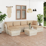 Vidaxl 7-delige Loungeset Met Kussens Pallet Vurenhout - Beige