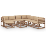 Vidaxl 9-delige Loungeset Met Kussens - Beige