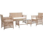 Vidaxl 4-delige Loungeset Met Kussens Poly Rattan - Beige