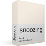 Snoozing - Flanel - Split-topper - Hoeslaken - 180x200 Cm - Ivoor - Wit