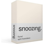 Snoozing - Flanel - Split-topper - Hoeslaken - 160x200 Cm - Ivoor - Wit