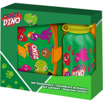 Crazy Dino lunchset junior aluminium/oranje 2 delig - Groen