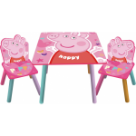 Peppa Pig tafel en stoelen junior 50 cm hout 3 delig - Rosa
