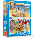 Rebo Productions Rebo legpuzzel 24 + 48 stukjes - Beach and Circus
