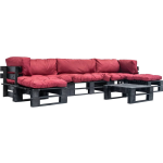 Vidaxl 6-delige Loungeset Pallet Met Rode Kussens Hout - Rood