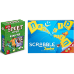 Mattel Spellenbundel - Bordspel - 2 Stuks - Kwartet Sport Weetjes & Scrabble Junior