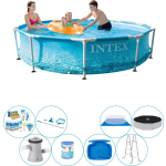 Intex Metal Frame Rond Strandzijde 305x76 Cm - Deluxe Zwembad Set - Blauw