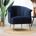 Bronx71 Velvet Fauteuil Amy Donker - Blauw