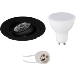 BES LED Led Spot Set - Aigi - Pragmi Alpin Pro - Gu10 Fitting - Inbouw Rond - Mat - 6w - Warm Wit 3000k - Kantelbaar Ø92mm - Zwart