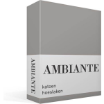AMBIANTE Cotton Uni Hoeslaken - 100% Katoen - Lits-jumeaux (160x210/220 Cm) - Grey - Grijs