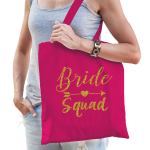 Bellatio Decorations 1x Vrijgezellenfeest Bride Squad Tasje/goud Goodiebag Dames - Feest Boodschappentassen - Zwart