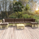 Vidaxl 6-delige Loungeset Pallet Met Kussens Geïmpregneerd Hout - Groen