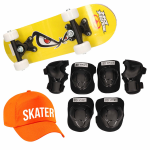 Skateboard Set Voor Kinderen M 6-8 Jaar/valbescherming/skater Pet/skateboard Met Print 43 Cm - Skateboards - Geel