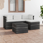 Vidaxl 5-delige Loungeset Met Kussens Pallet Massief Grenenhout