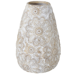 Stijlvolle Polyresin Decoratieve Bloemenvaas In Het Van 22 X 14 Cm - Vazen - Wit