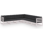 Vidaxl 7-delige Loungeset Met Kussens Massief Grenenhout - Wit