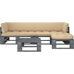 Vidaxl 4-delige Loungeset Pallet Met Kussens Geïmpregneerd Hout - Grijs