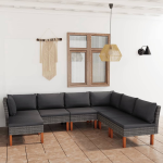 Vidaxl 7-delige Loungeset Met Kussens Poly Rattan - Grijs