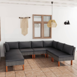 Vidaxl 8-delige Loungeset Met Kussens Poly Rattan - Grijs