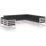 Vidaxl 9-delige Loungeset Met Kussens Massief Grenenhout - Wit