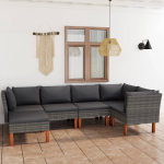 Vidaxl 6-delige Loungeset Met Kussens Poly Rattan - Grijs