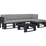 Vidaxl 4-delige Loungeset Pallet Met Kussens Geïmpregneerd Hout - Zwart