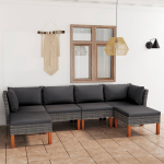 Vidaxl 6-delige Loungeset Met Kussens Poly Rattan - Grijs