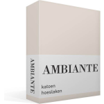 AMBIANTE Cotton Uni Hoeslaken - 100% Katoen - Lits-jumeaux (160x210/220 Cm) - Sand - Geel
