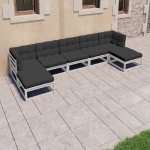 Vidaxl 7-delige Loungeset Met Kussens Massief Grenenhout - Wit