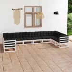 Vidaxl 10-delige Loungeset Met Kussens Massief Grenenhout - Wit