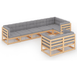 Vidaxl 8-delige Loungeset Met Kussens Massief Grenenhout - Gris