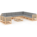 Vidaxl 11-delige Loungeset Met Kussens Massief Grenenhout - Bruin